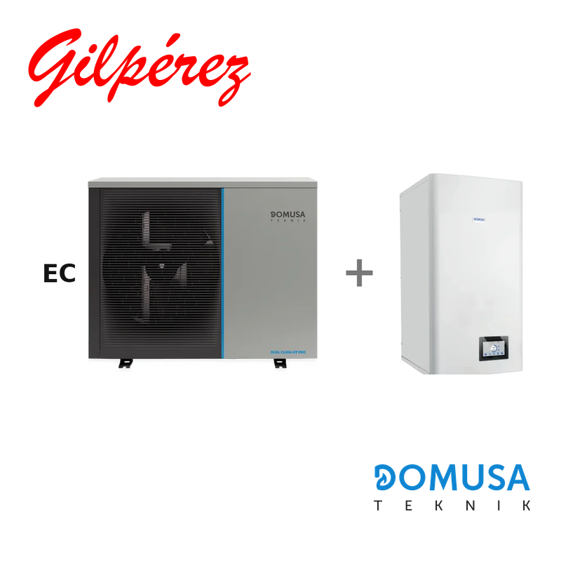 Aerotermia Domusa Alta Temperatura DUAL CLIMA 6HT EC PRO Monofásica + Acqua Trio EC Mural