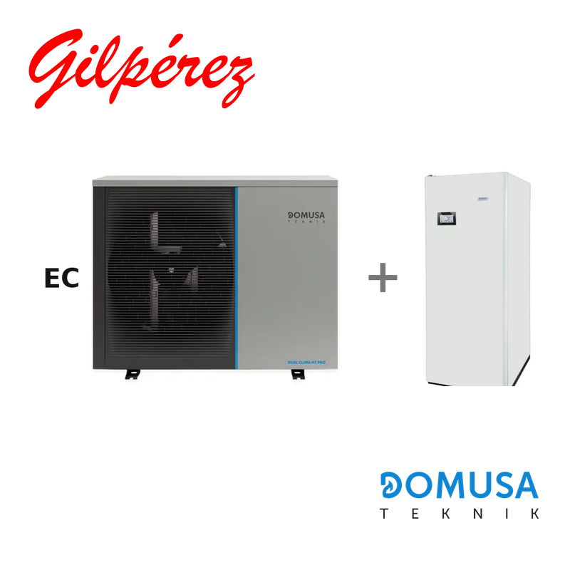 Aerotermia Domusa Alta Temperatura DUAL CLIMA 6HT EC PRO Monofásica + Fusion EC Trio 150/45 L