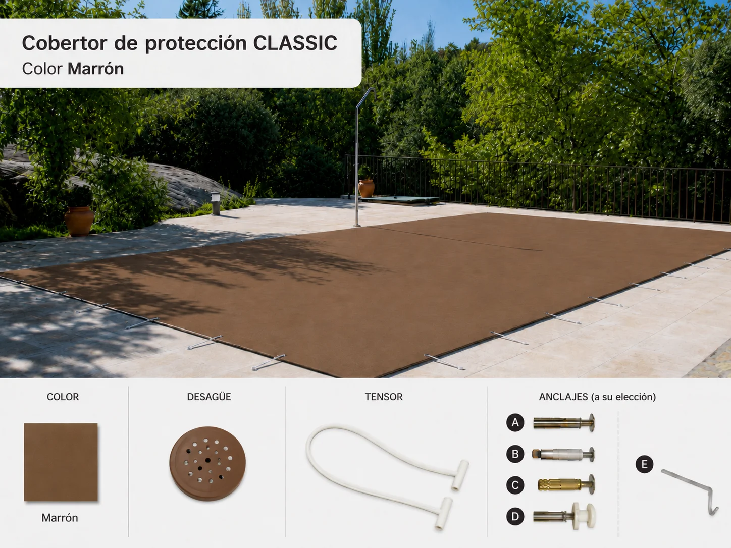 Mt² Cobertor / Lona piscina INVIERNO CLASSIC (1 color) Marrón