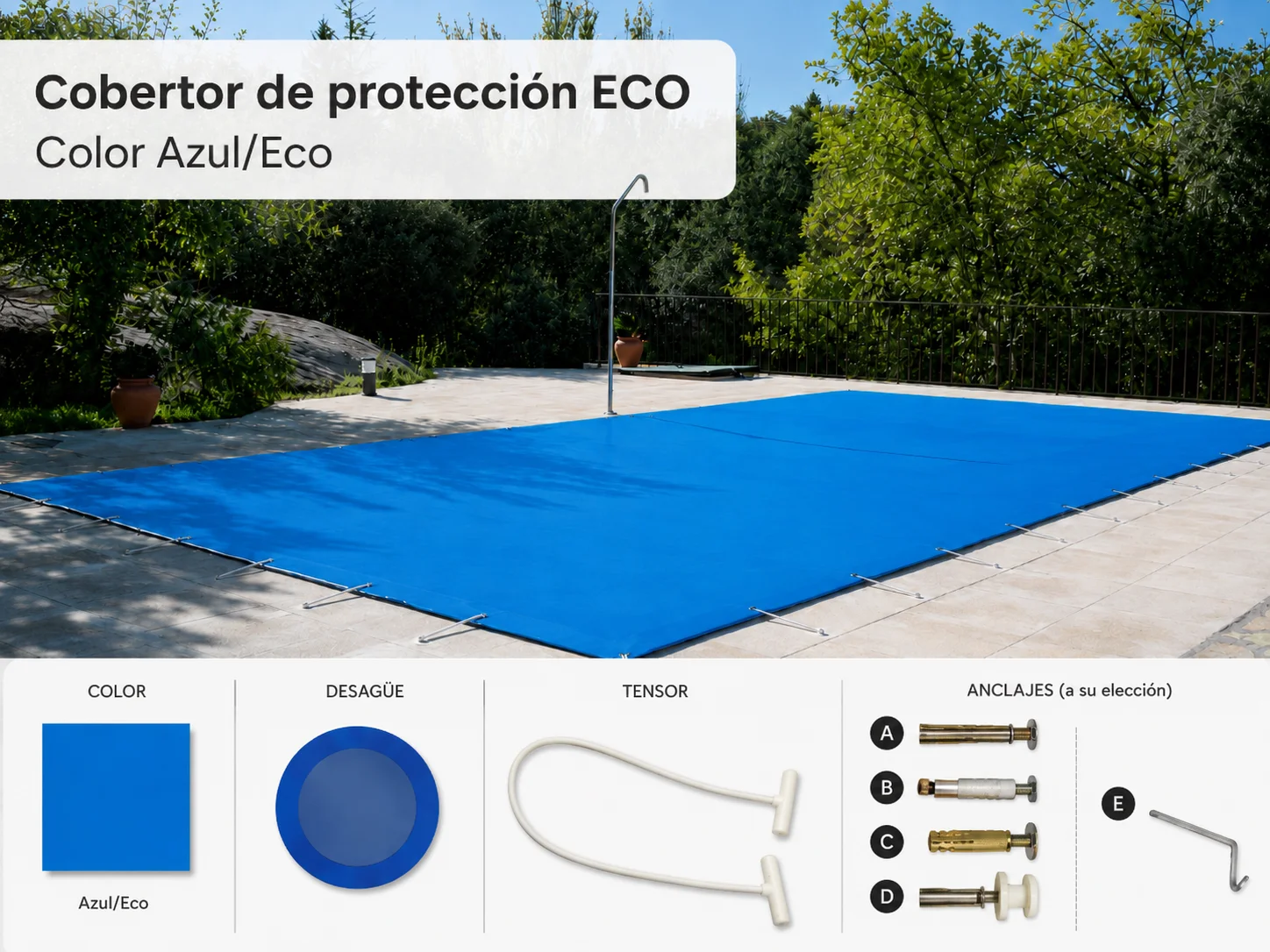 Mt² Cobertor / Lona piscina INVIERNO ECO (1 color) Azul