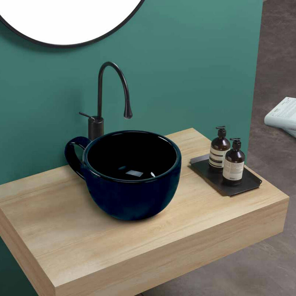 Trip Taza Lavabo de Cerámica sobre Encimera Negro vista 2