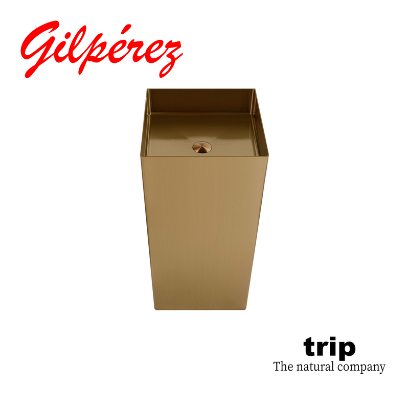 Trip Metal Cuadrado Lavabo de Pie de Metal Gold
