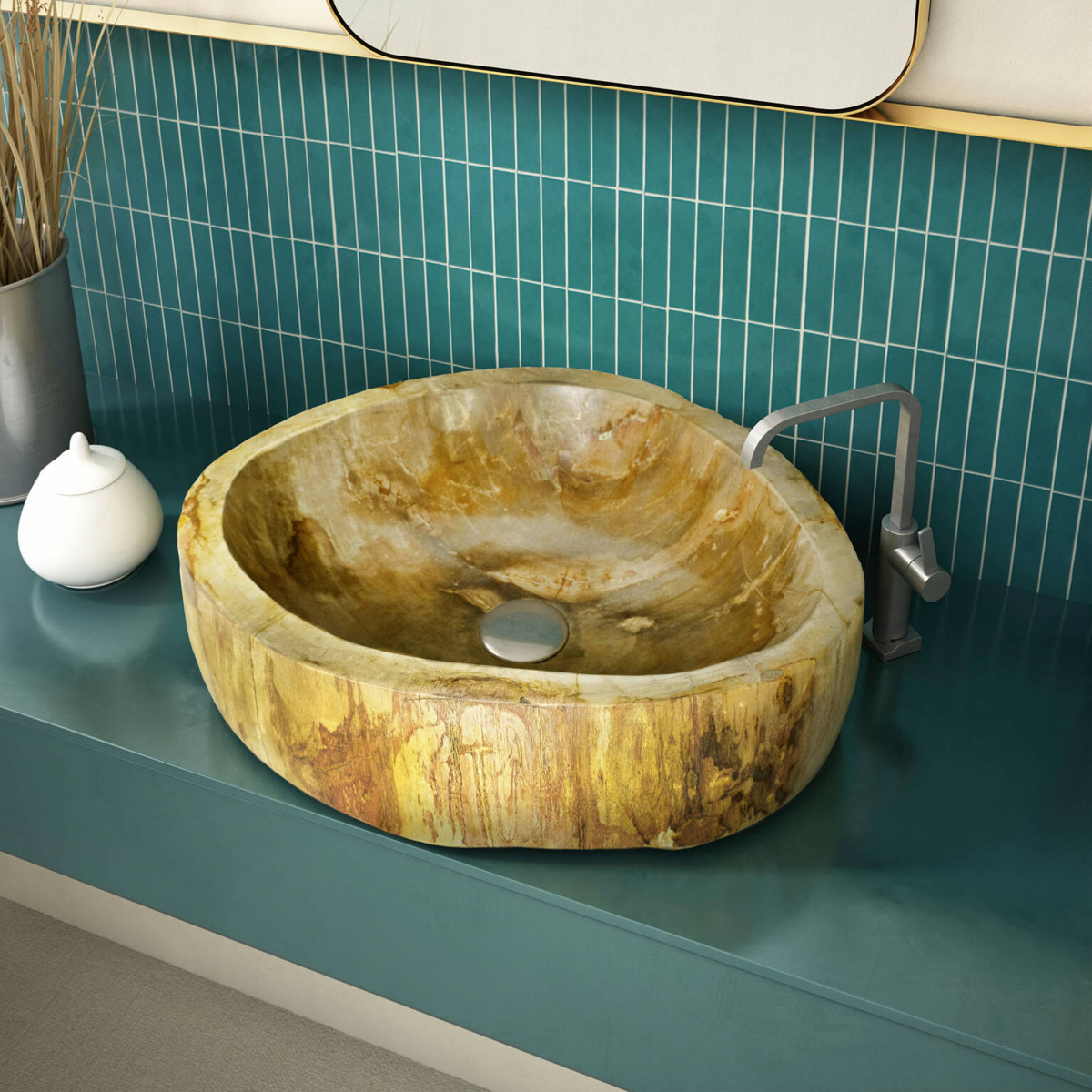 Trip Brunei Lavabo de Madera Fosilizada sobre Encimera vista 2