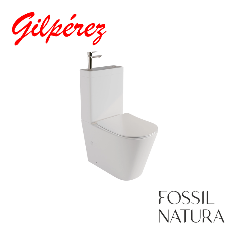 Fossil Natura Módena Oval Inodoro con Lavabo en la Cisterna Blanco brillo