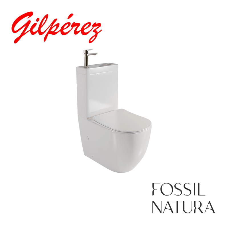 Fossil Natura Módena Round Inodoro con Lavabo en la Cisterna Blanco brillo vista 1