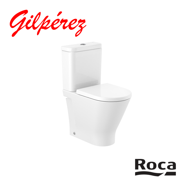 Roca The Gap Round Inodoro de Cisterna Baja Compacto Altura Comfort Adosado a Pared